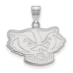 Sterling Silver Rhodium-plated LogoArt University of Wisconsin Badger Medium Pendant