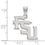 Sterling Silver Rhodium-plated LogoArt Florida State University F-S-U Large Pendant