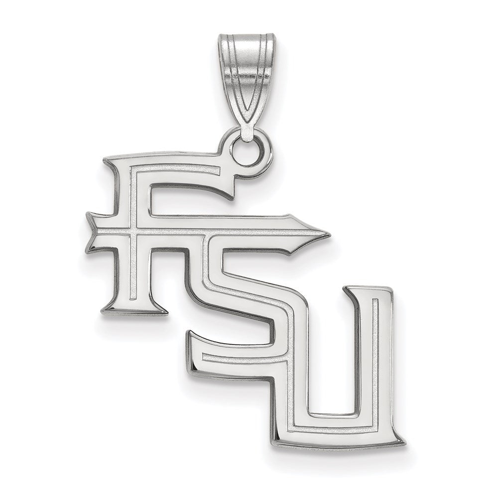 14k White Gold LogoArt Florida State University F-S-U Large Pendant