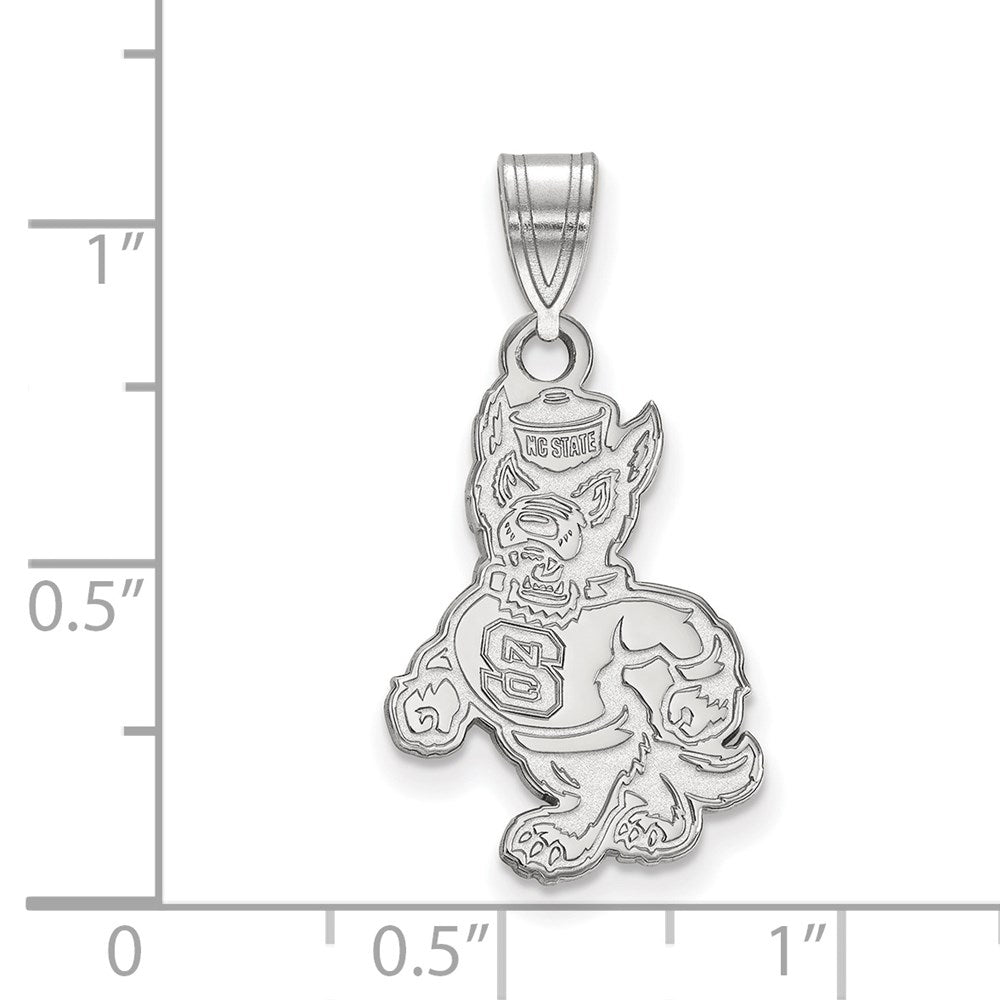 14k White Gold LogoArt North Carolina State University Wolf Large Pendant