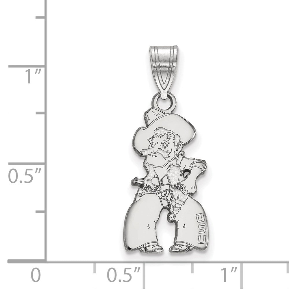 14k White Gold LogoArt Oklahoma State University Cowboy Large Pendant