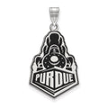 Sterling Silver Rhodium-plated LogoArt Purdue University Boilermakers Train Logo Extra Large Enameled Pendant