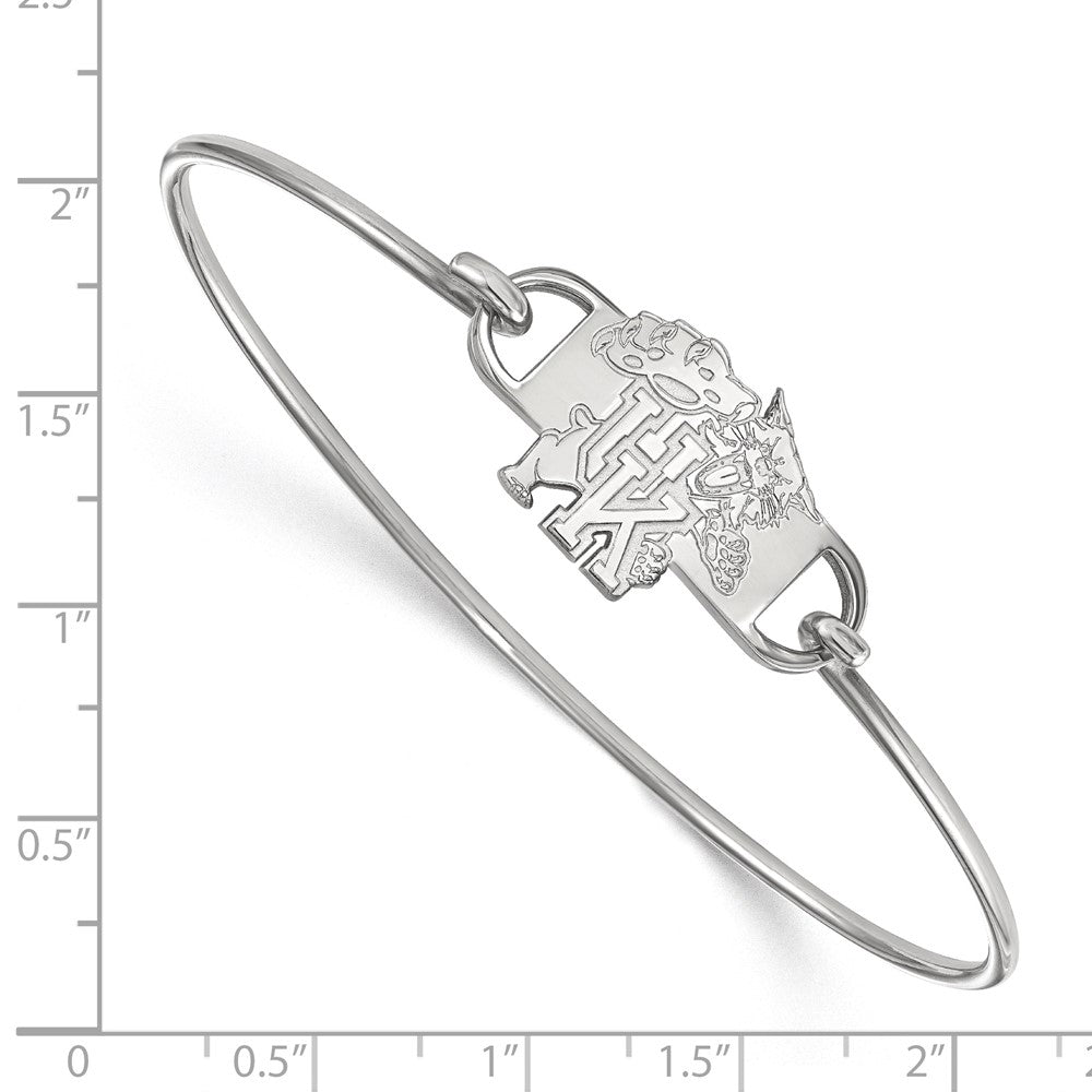 Sterling Silver Rhodium-plated LogoArt University of Kentucky U-K Wildcat Small Center 7 inch Wire Bangle