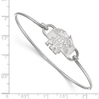 Sterling Silver Rhodium-plated LogoArt University of Kentucky U-K Wildcat Small Center 7 inch Wire Bangle