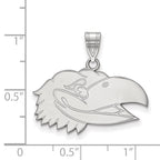 Sterling Silver Rhodium-plated LogoArt University of Kansas Jayhawk Medium Pendant