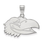 Sterling Silver Rhodium-plated LogoArt University of Kansas Jayhawk Medium Pendant
