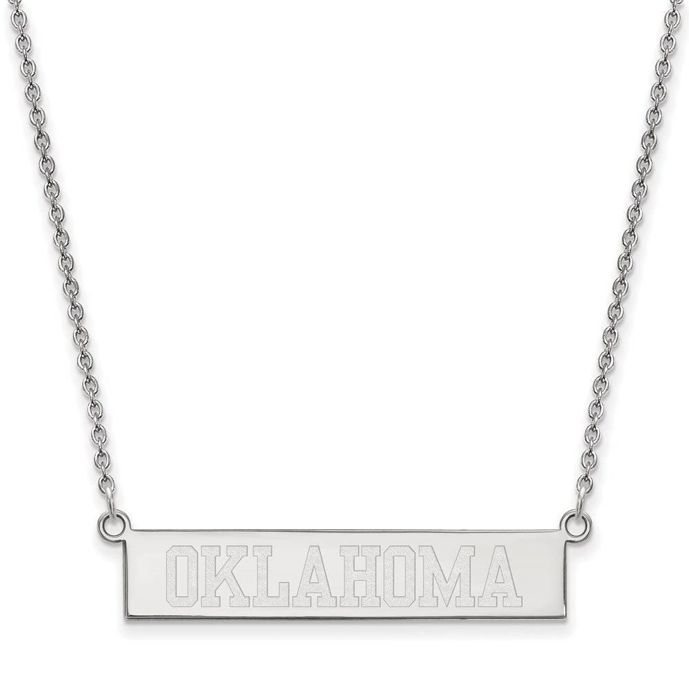 Sterling Silver Rhodium-plated LogoArt University of Oklahoma Small Bar 18 inch Necklace