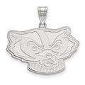 10k White Gold LogoArt University of Wisconsin Badger Large Pendant