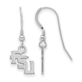 Sterling Silver Rhodium-plated LogoArt Florida State University F-S-U Extra Small Dangle Wire Earrings