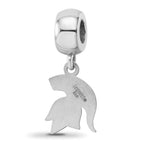 Sterling Silver Rhodium-plated LogoArt Michigan State University Spartan Small Dangle Bead Charm