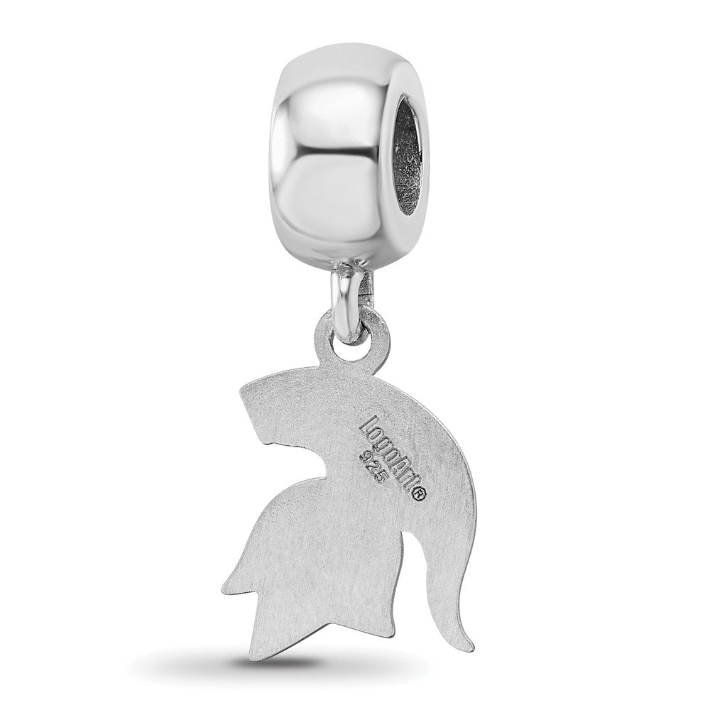 Sterling Silver Rhodium-plated LogoArt Michigan State University Spartan Small Dangle Bead Charm