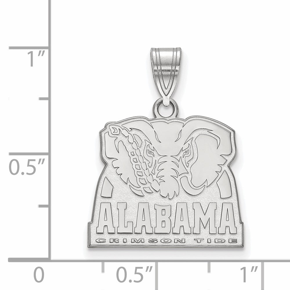 Sterling Silver Rhodium-plated LogoArt University of Alabama Elephant Medium Pendant