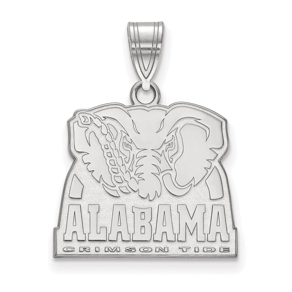 Sterling Silver Rhodium-plated LogoArt University of Alabama Elephant Medium Pendant