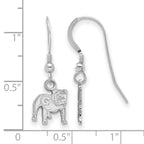 Sterling Silver Rhodium-plated LogoArt University of Georgia Bulldog Extra Small Dangle Wire Earrings