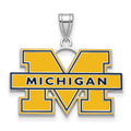 Sterling Silver Rhodium-plated LogoArt University of Michigan Letter M Large Blue Enameled Pendant