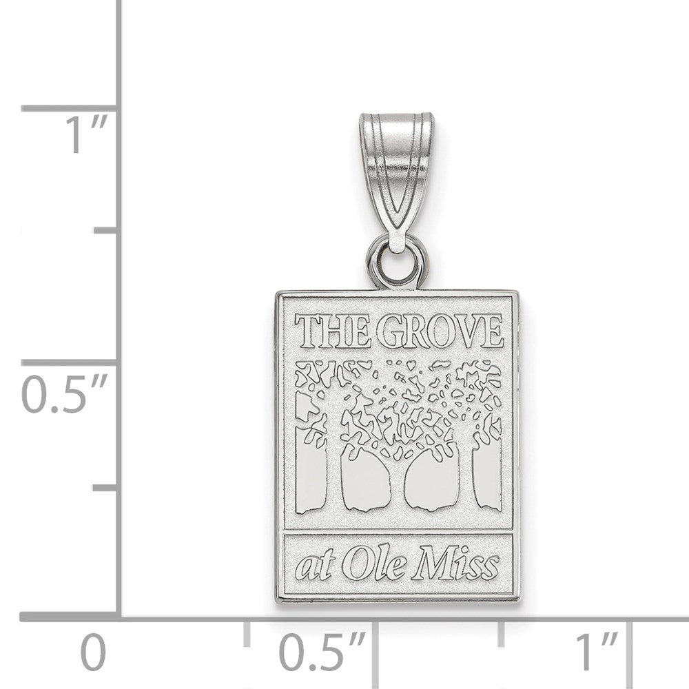 14k White Gold LogoArt University of Mississippi The Grove at Ole Miss Medium Pendant