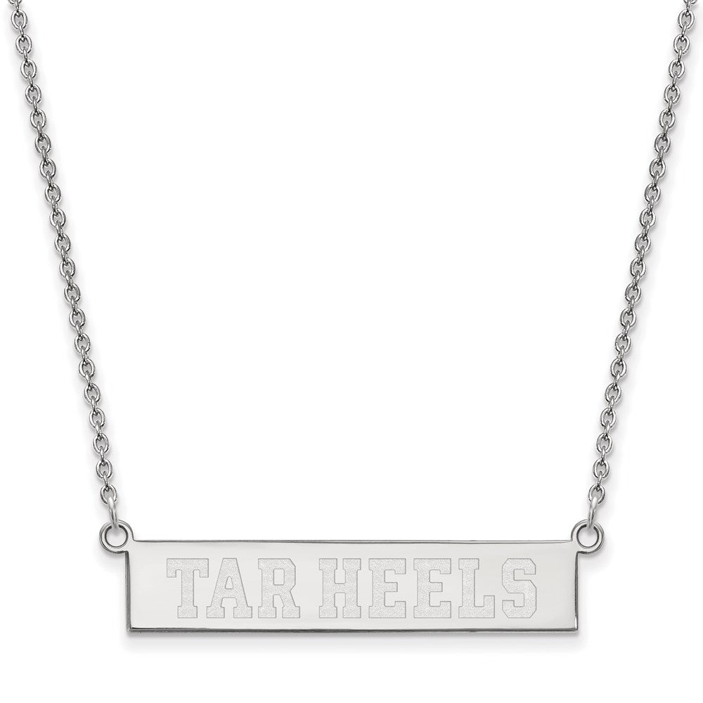 Sterling Silver Rhodium-plated LogoArt University of North Carolina Tar Heels Small Bar 18 inch Necklace