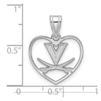 Sterling Silver Rhodium-plated LogoArt University of Virginia Heart Pendant
