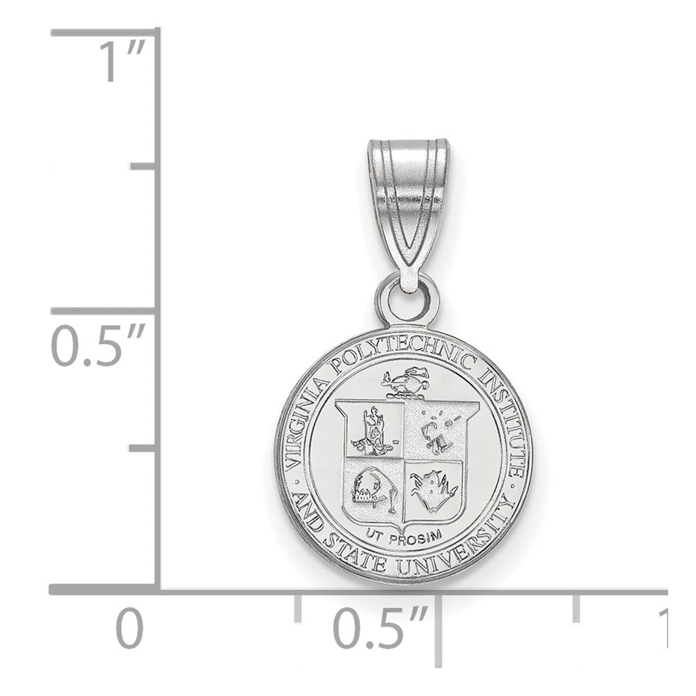 Sterling Silver Rhodium-plated LogoArt Virginia Tech Small Crest Pendant