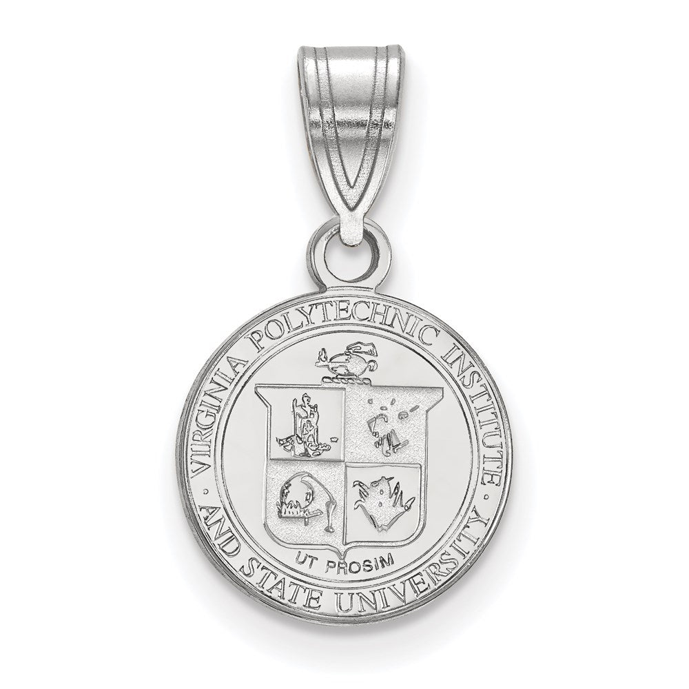 Sterling Silver Rhodium-plated LogoArt Virginia Tech Small Crest Pendant