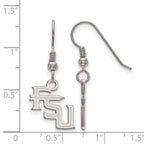 Sterling Silver Rhodium-plated LogoArt Florida State University F-S-U Small Dangle Wire Earrings