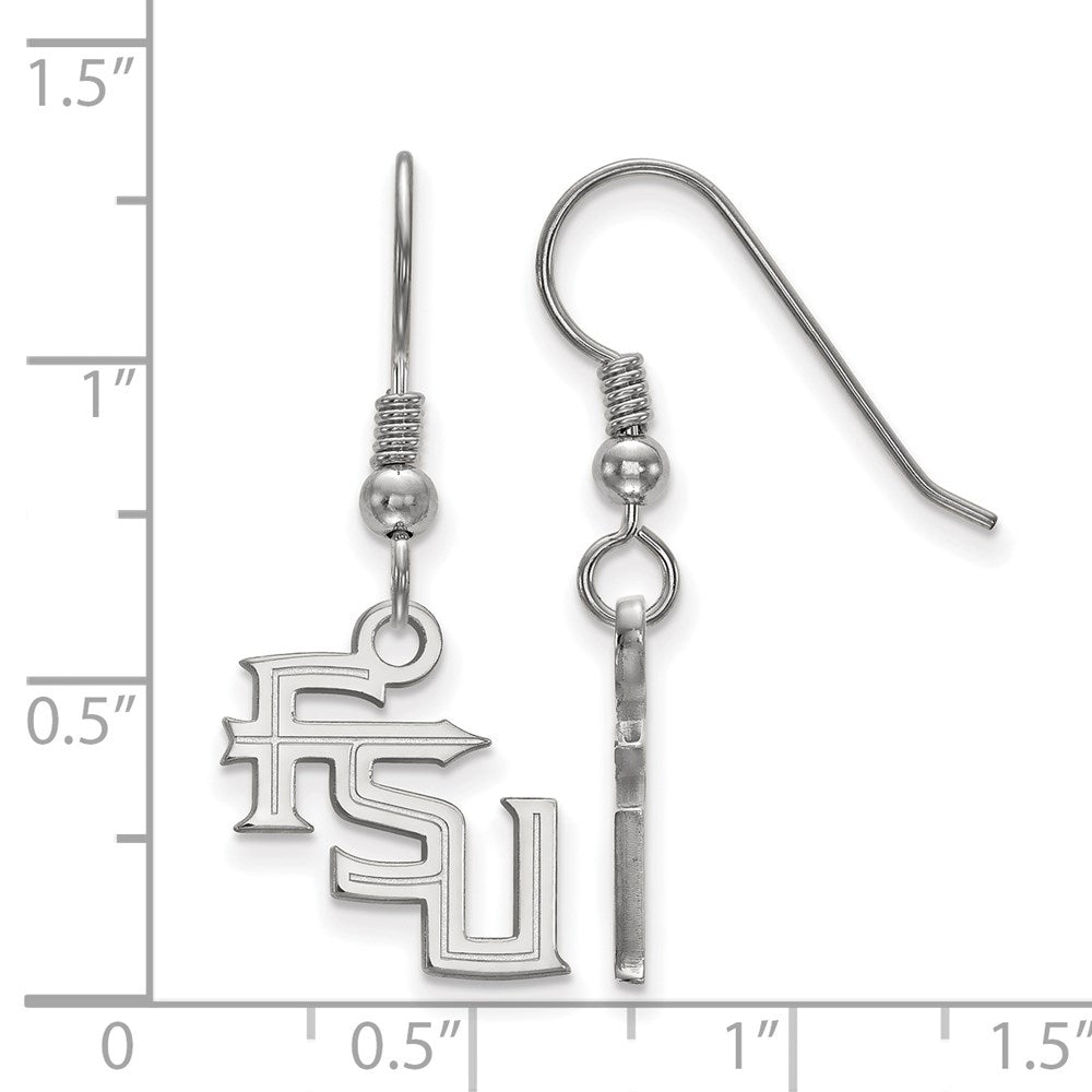 Sterling Silver Rhodium-plated LogoArt Florida State University F-S-U Small Dangle Wire Earrings