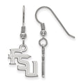 Sterling Silver Rhodium-plated LogoArt Florida State University F-S-U Small Dangle Wire Earrings