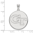 Sterling Silver Rhodium-plated LogoArt Georgia Institute of Technology G-T Extra Large Disc Pendant