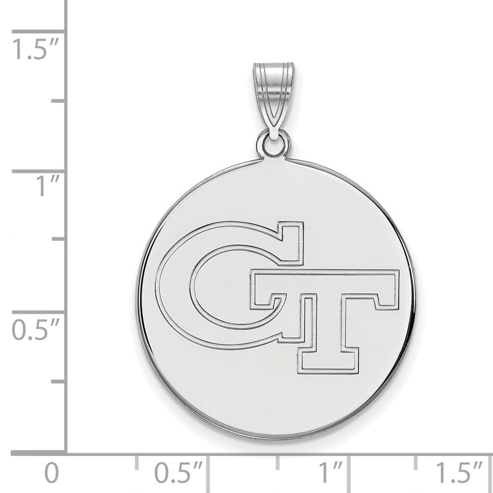 Sterling Silver Rhodium-plated LogoArt Georgia Institute of Technology G-T Extra Large Disc Pendant