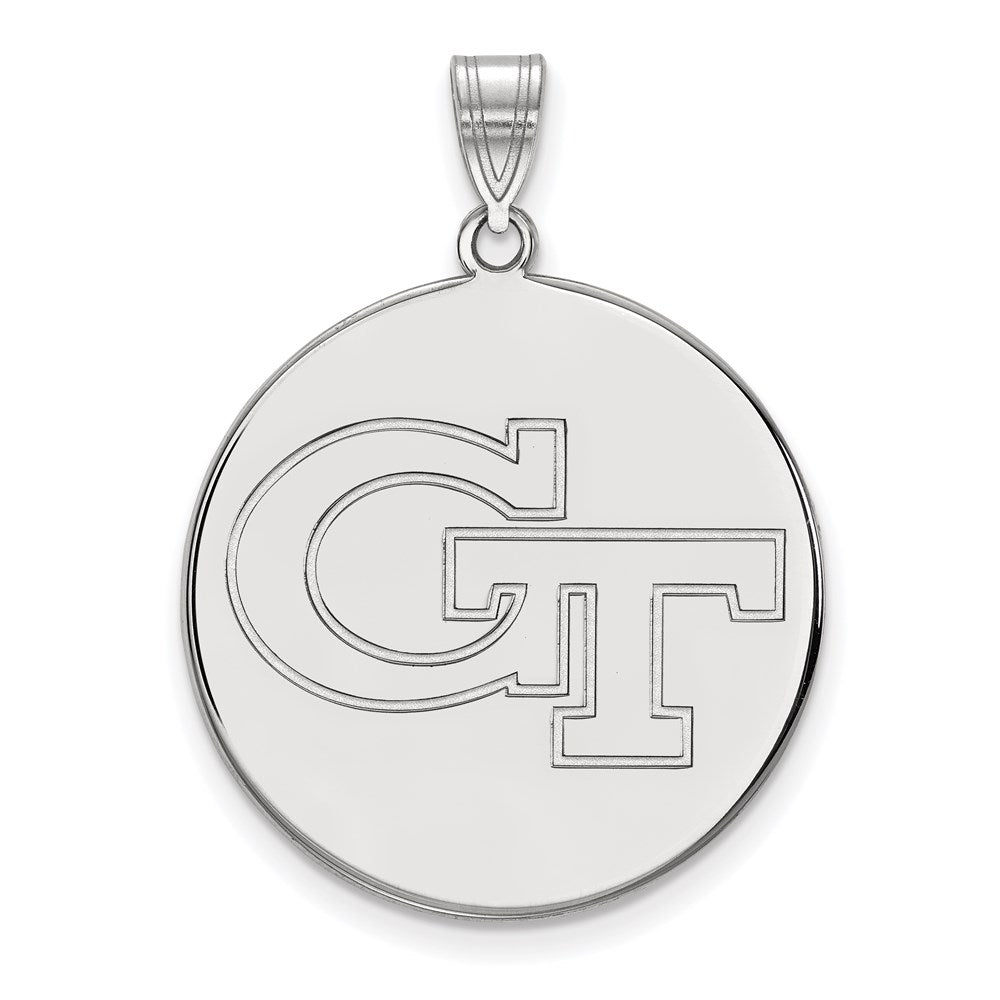 Sterling Silver Rhodium-plated LogoArt Georgia Institute of Technology G-T Extra Large Disc Pendant