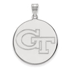 Sterling Silver Rhodium-plated LogoArt Georgia Institute of Technology G-T Extra Large Disc Pendant