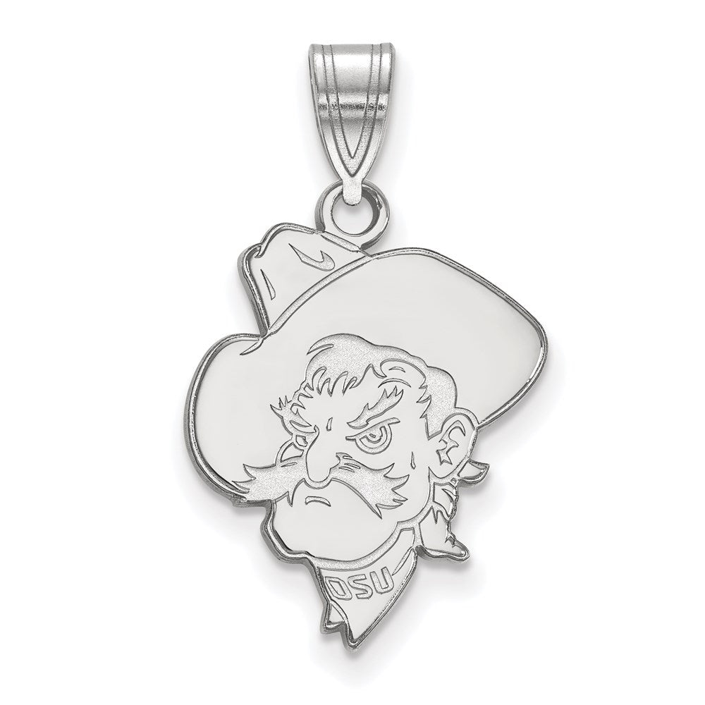 Sterling Silver Rhodium-plated LogoArt Oklahoma State University Cowboy Large Pendant