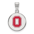 Sterling Silver Rhodium-plated LogoArt The Ohio State University Letter O Medium Enameled Disc Pendant