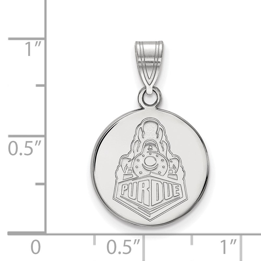 Sterling Silver Rhodium-plated LogoArt Purdue University Boilermakers Train Logo Medium Disc Pendant