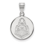 Sterling Silver Rhodium-plated LogoArt Purdue University Boilermakers Train Logo Medium Disc Pendant