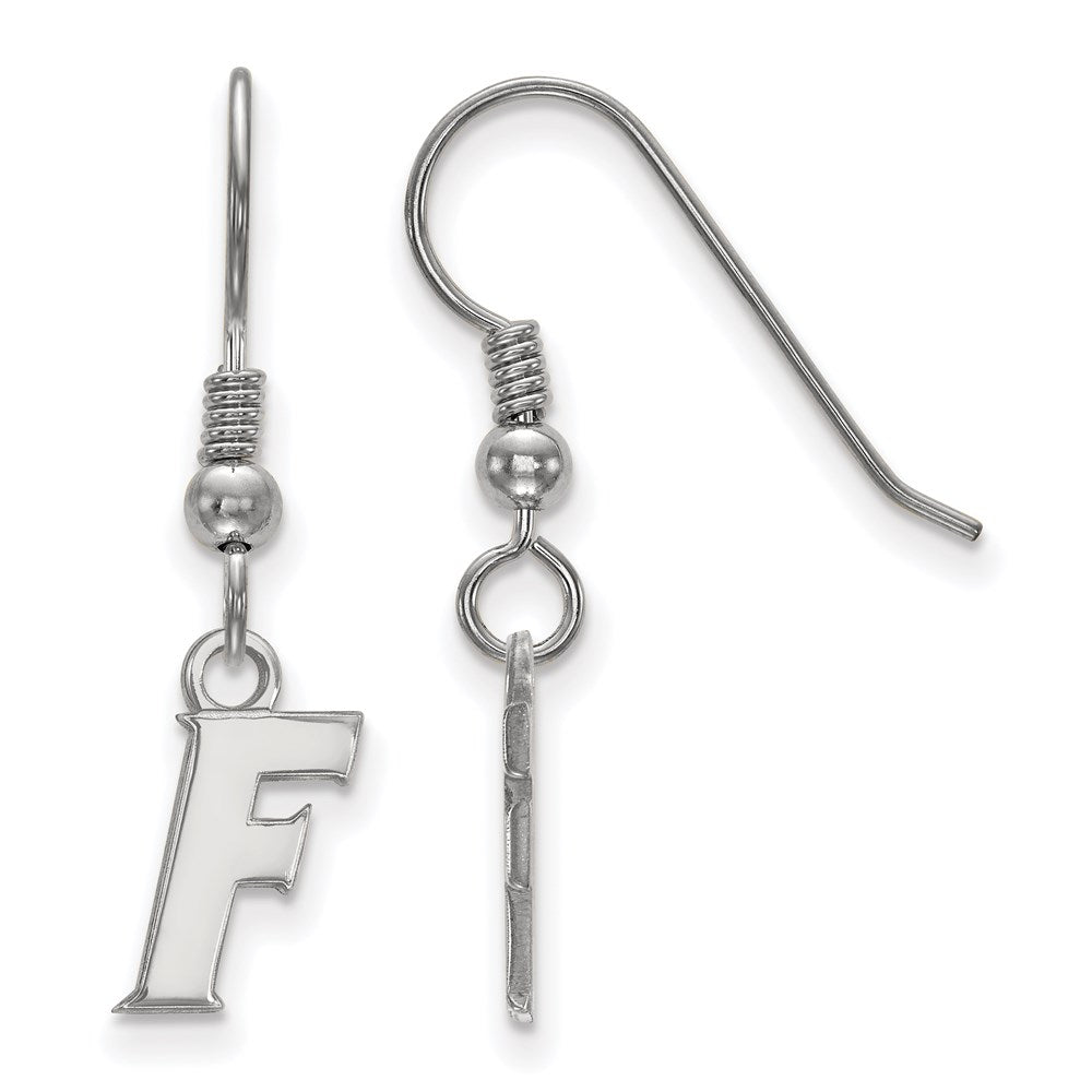 Sterling Silver Rhodium-plated LogoArt University of Florida Letter F Extra Small Dangle Wire Earrings