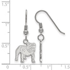 Sterling Silver Rhodium-plated LogoArt University of Georgia Bulldog Small Dangle Wire Earrings