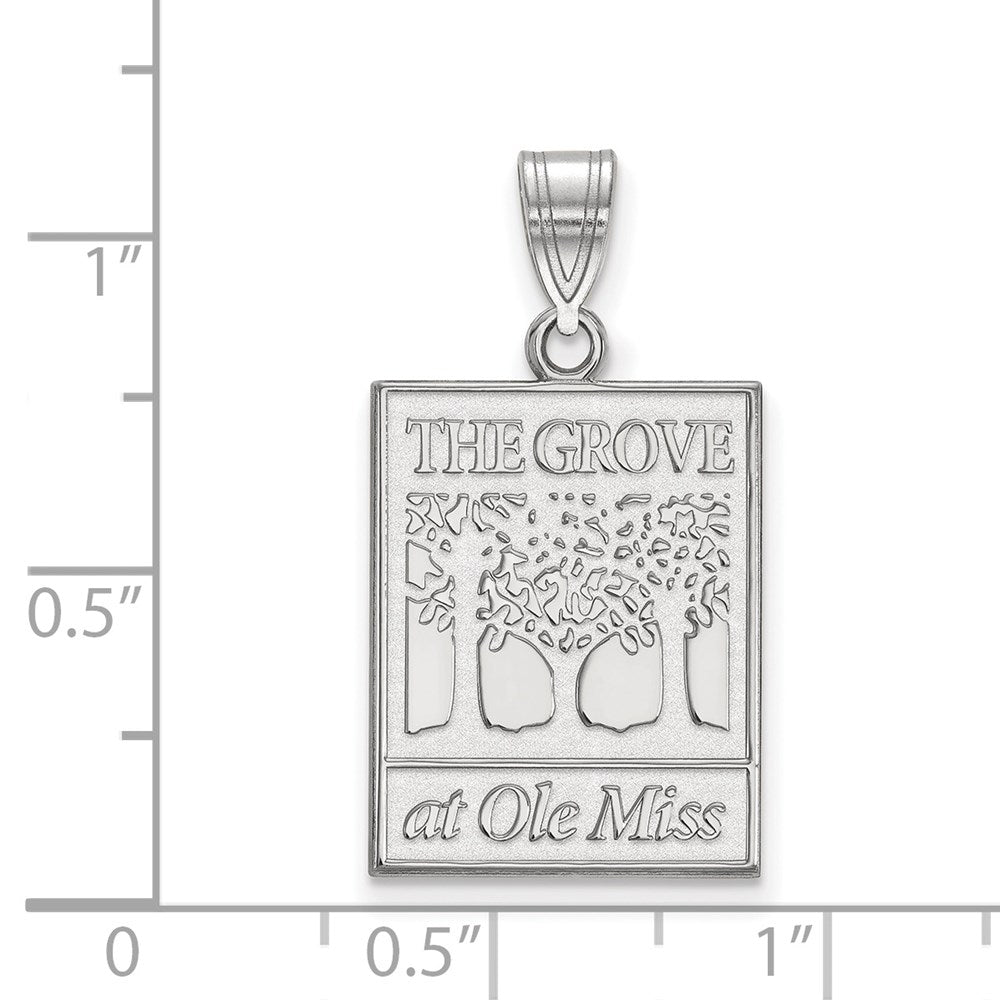 14k White Gold LogoArt University of Mississippi The Grove at Ole Miss Large Pendant