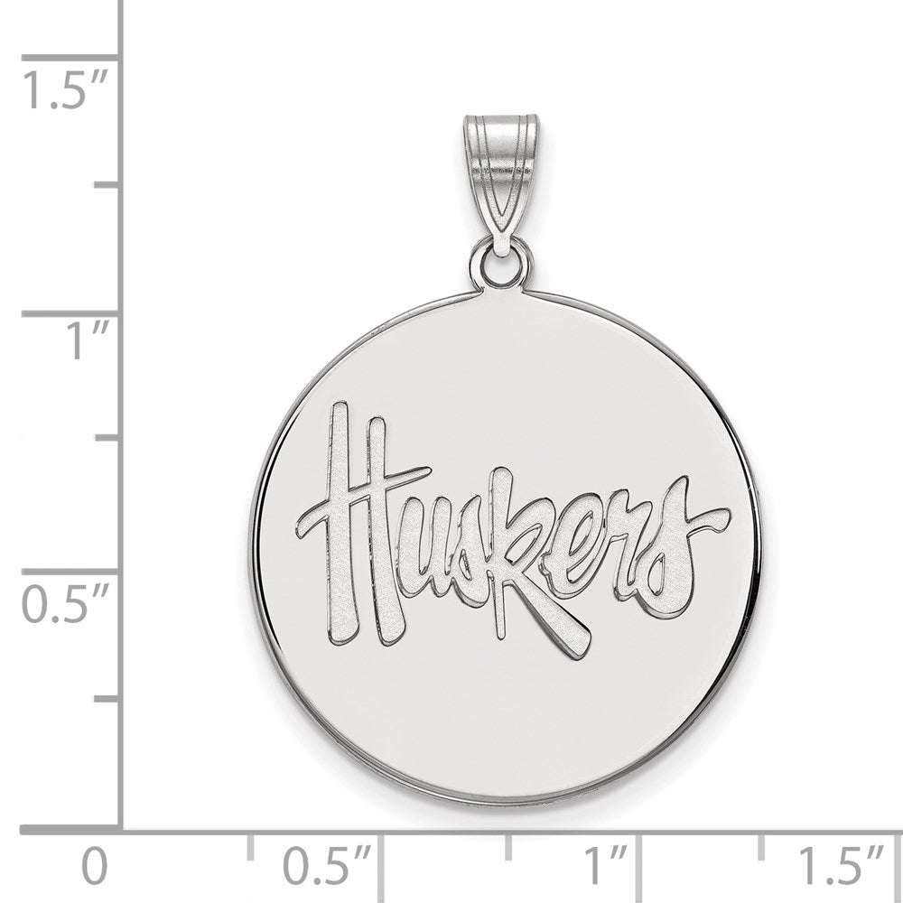 10k White Gold LogoArt University of Nebraska Huskers Extra Large Disc Pendant