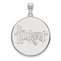 Sterling Silver Rhodium-plated LogoArt University of Nebraska Huskers Extra Large Disc Pendant