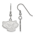 Sterling Silver Rhodium-plated LogoArt University of Wisconsin Badger Small Dangle Wire Earrings