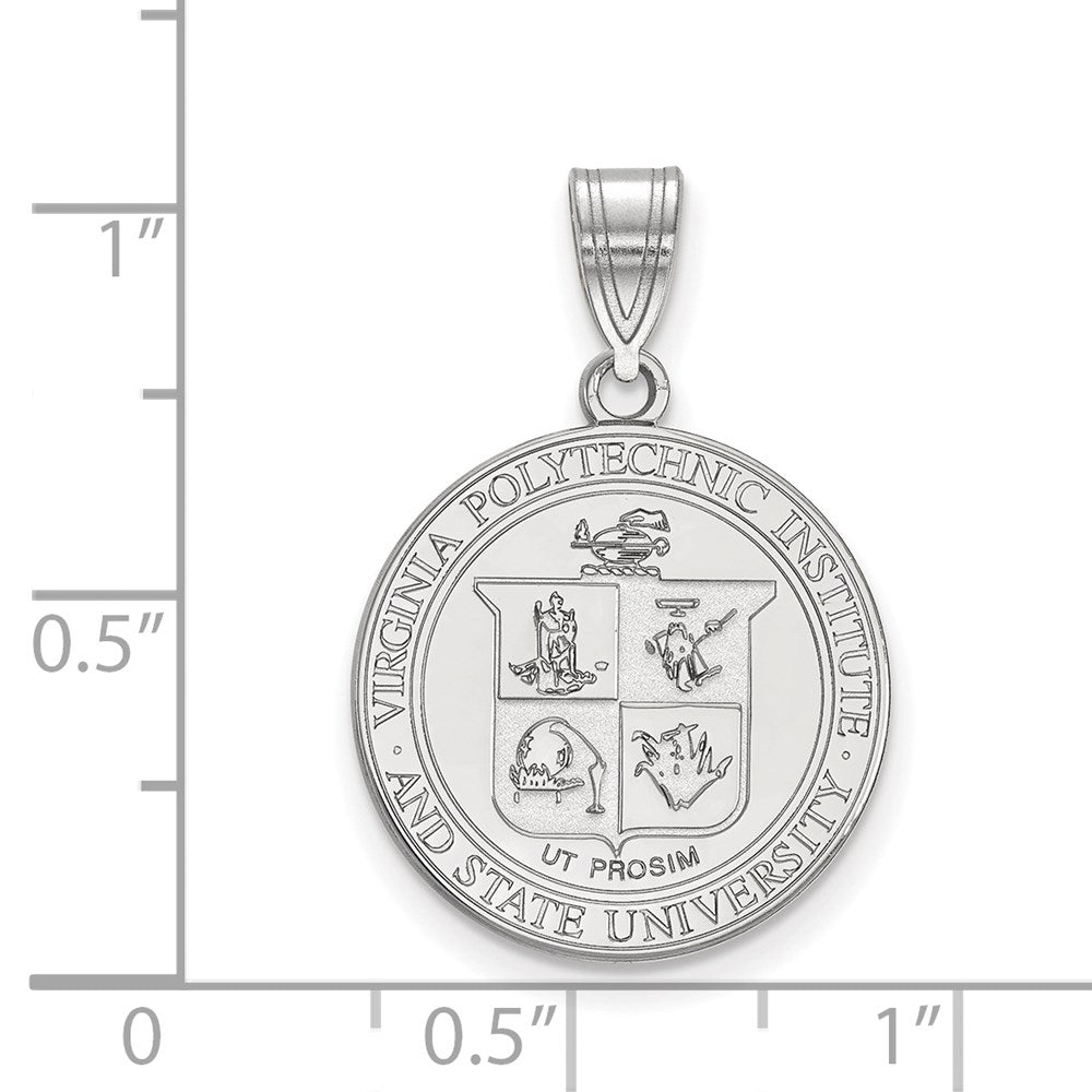 Sterling Silver Rhodium-plated LogoArt Virginia Tech Large Crest Pendant