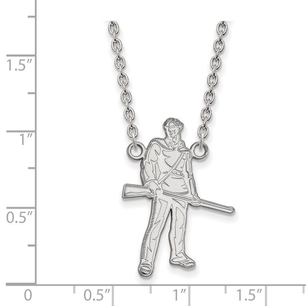 Sterling Silver Rhodium-plated LogoArt West Virginia University Mountaineer Large Pendant 18 inch Necklace