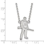 10k White Gold LogoArt West Virginia University Mountaineer Large Pendant 18 inch Necklace