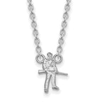 Sterling Silver Rhodium-plated LogoArt West Virginia University Mountaineer Large Pendant 18 inch Necklace