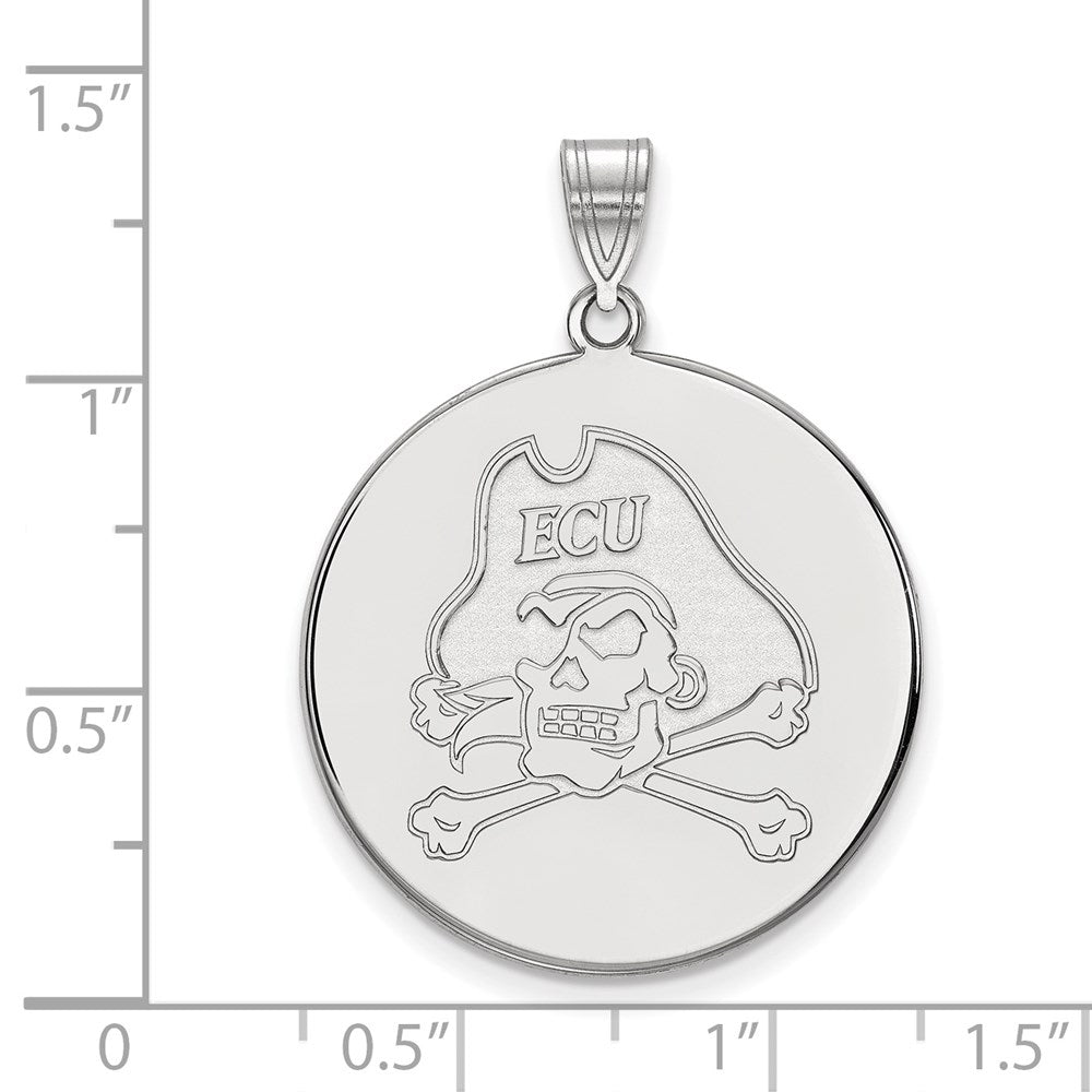 14k White Gold LogoArt East Carolina University Pirate Extra Large Disc Pendant