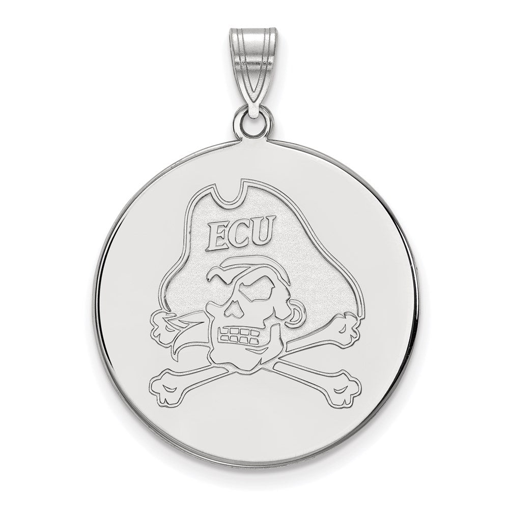 10k White Gold LogoArt East Carolina University Pirate Extra Large Disc Pendant