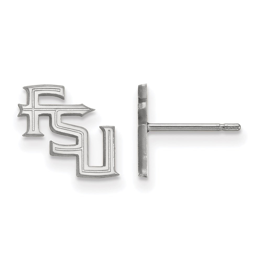 Sterling Silver Rhodium-plated LogoArt Florida State University F-S-U Extra Small Post Earrings