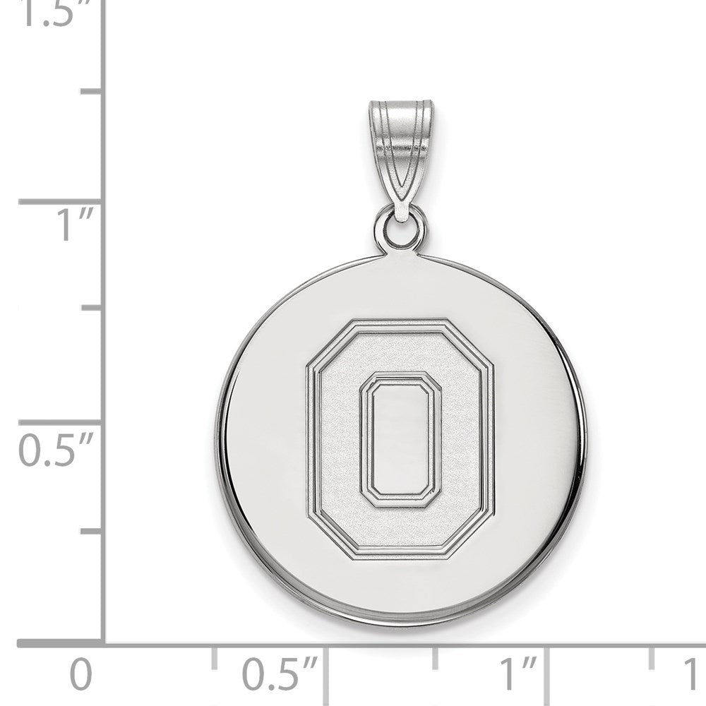 Sterling Silver Rhodium-plated LogoArt The Ohio State University Letter O Large Disc Pendant