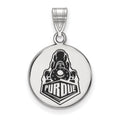 Sterling Silver Rhodium-plated LogoArt Purdue University Boilermakers Train Logo Medium Enameled Disc Pendant